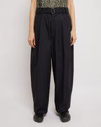 Dark Navy Belted Pleated Pants