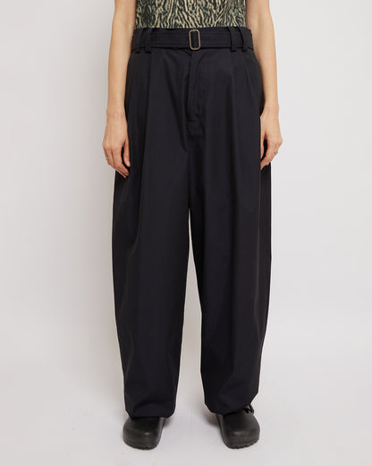 Dark Navy Belted Pleated Pants