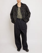Sparkly Dark Navy Oversized Raw Cut Tweed Shirt