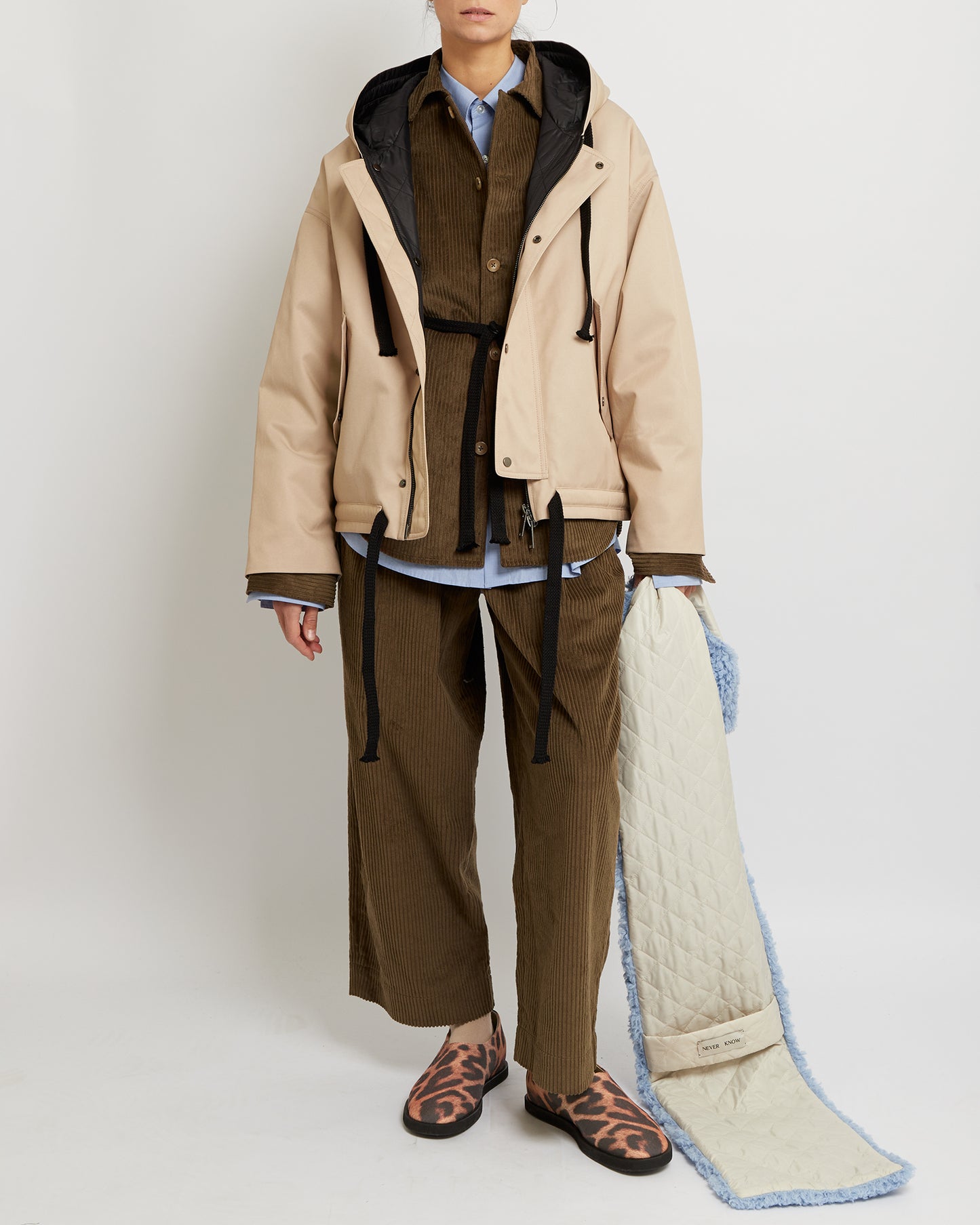 Sand Oversized Hooded Jacket