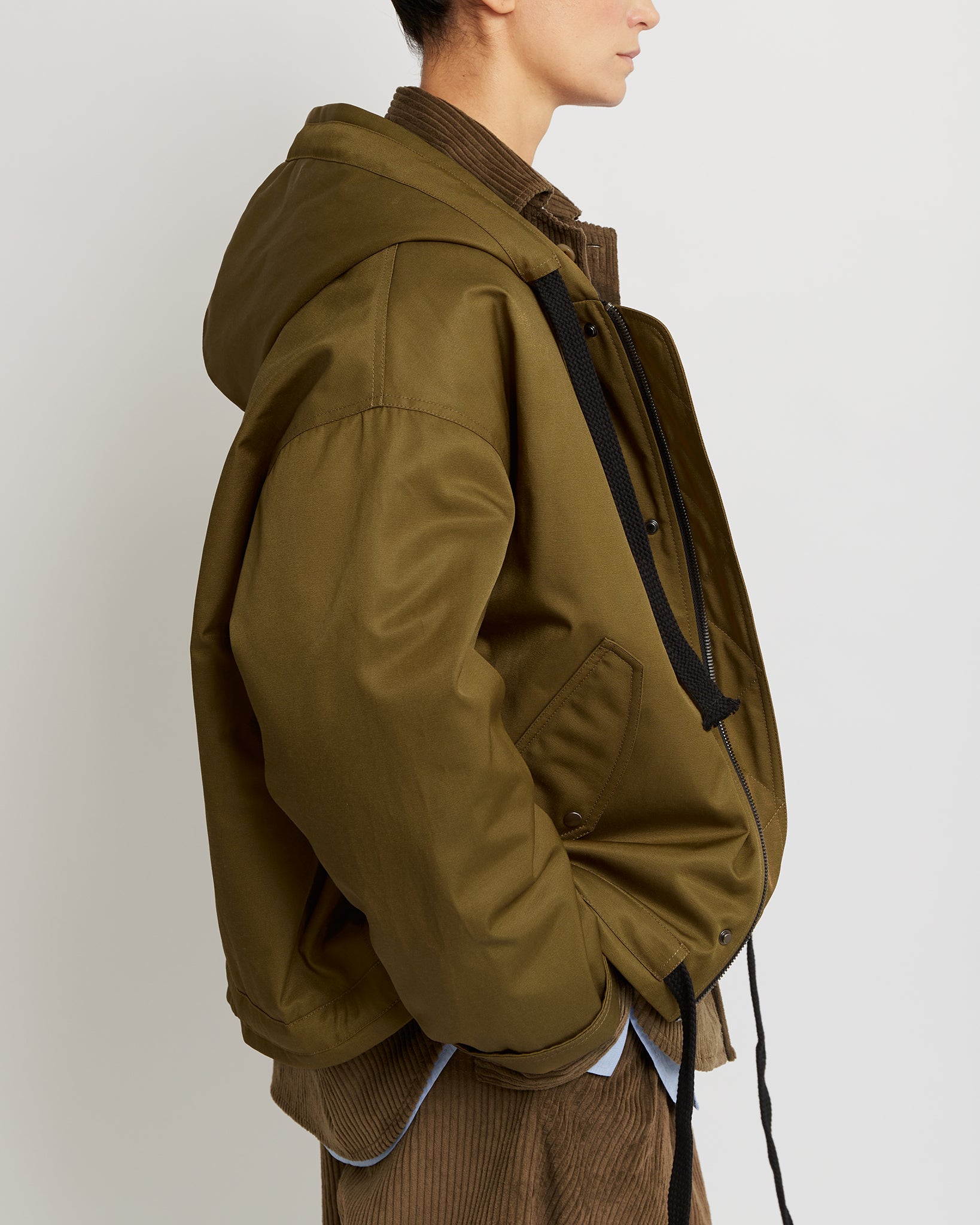 Golden Khaki Oversized Hooded Jacket