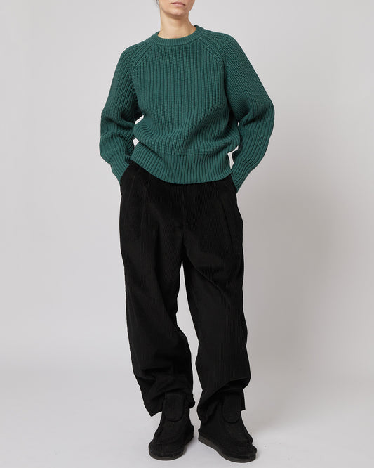 Late Summer Green Japanese Fisherman Organic Cotton Sweater