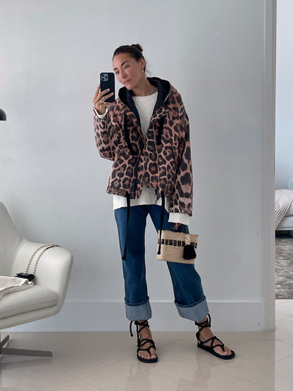 Leopard Oversized Hooded Jacket