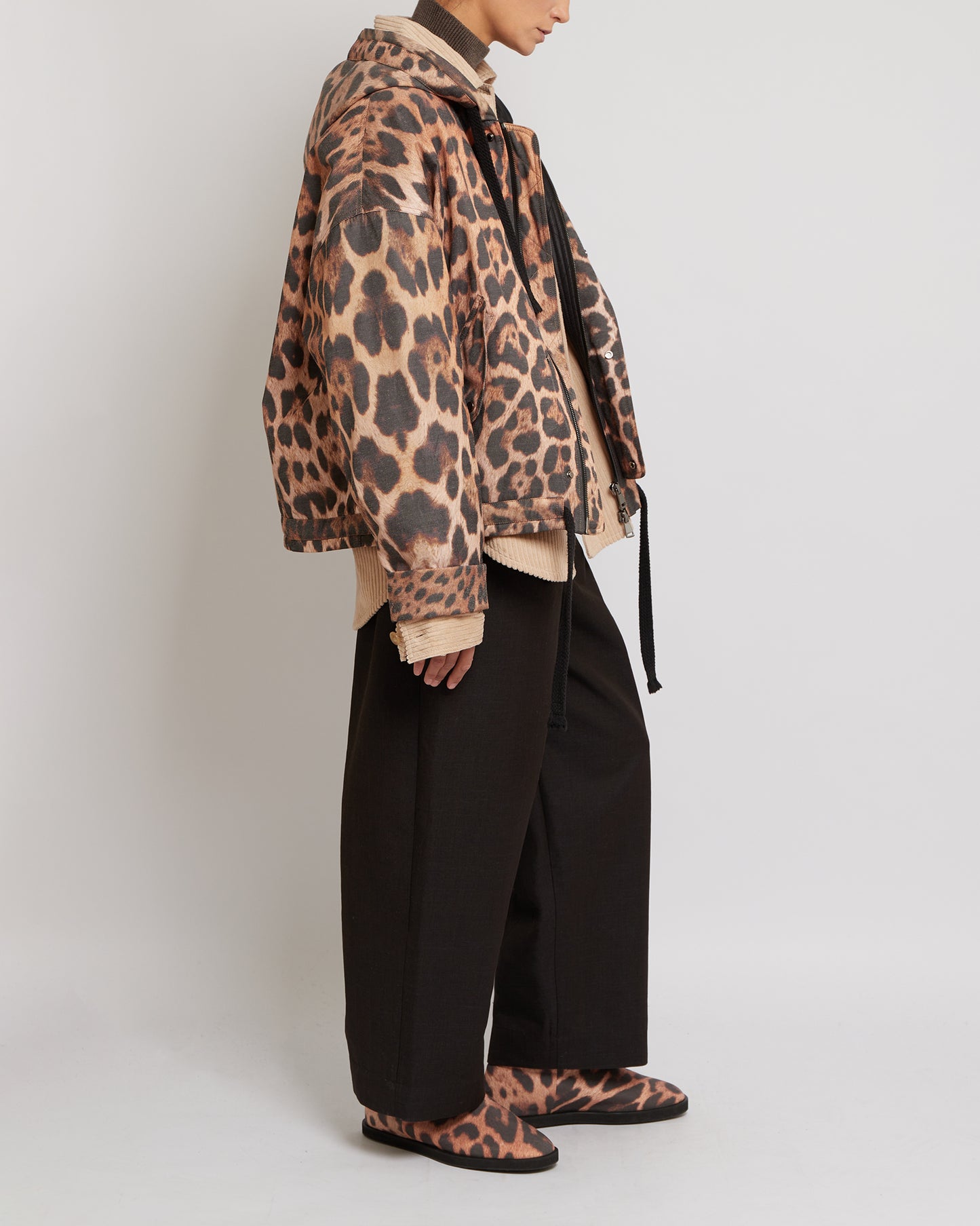 Leopard Oversized Hooded Jacket