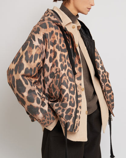 Leopard Oversized Hooded Jacket