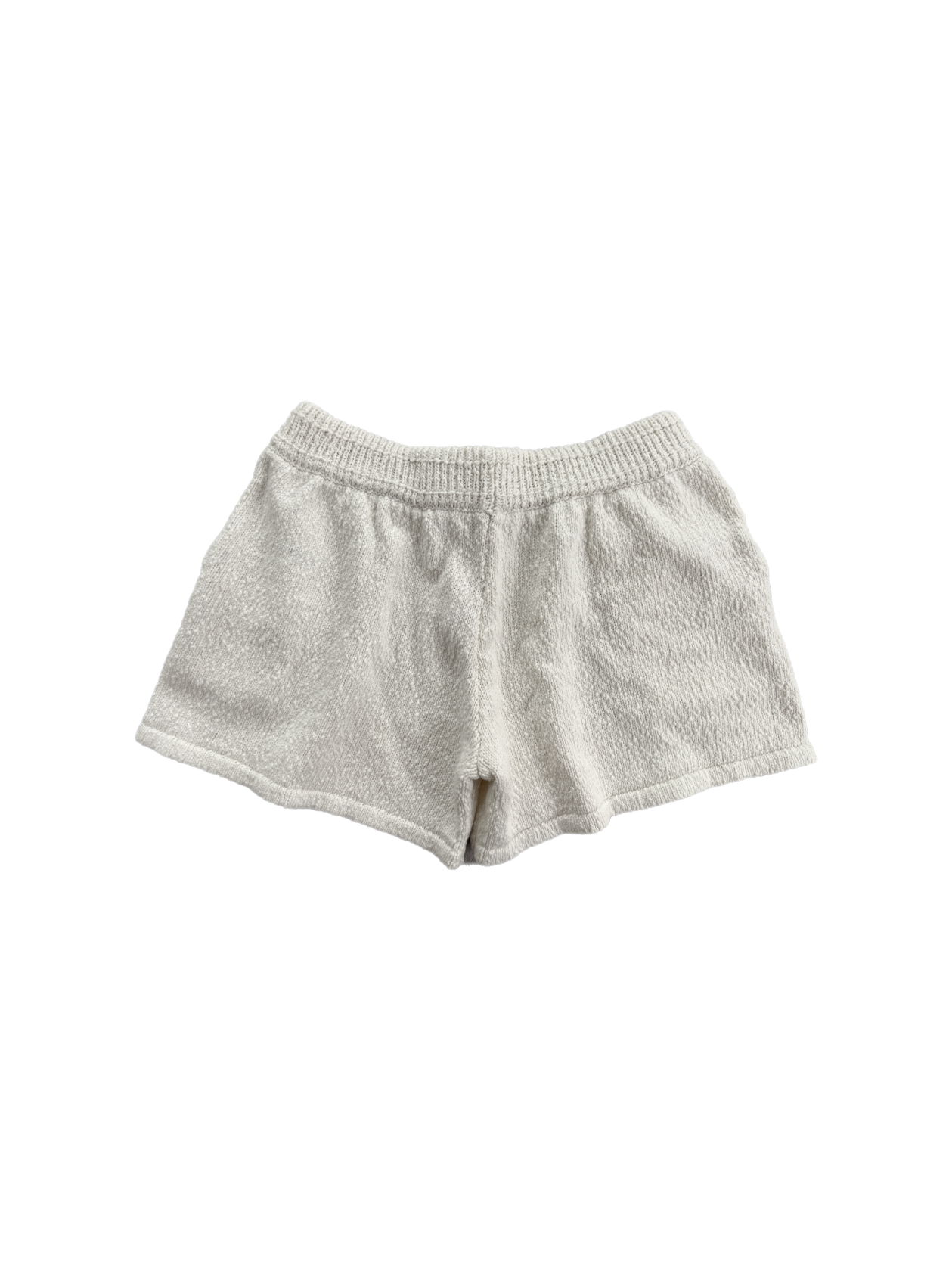 Cream White Organic Cotton Knitted Shorts