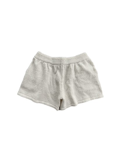 Cream White Organic Cotton Knitted Shorts