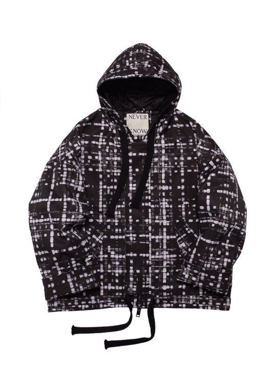 Trompe L'oeil Black Tweed Oversized Hooded Jacket