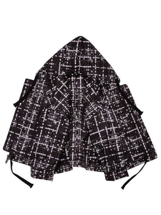 Trompe L'oeil Black Tweed Oversized Hooded Jacket
