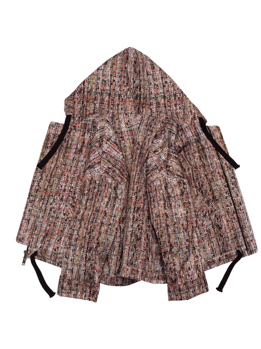 Trompe L'oeil Golden Tweed Oversized Hooded Jacket