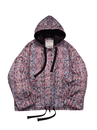 トロンプ・ルイユ ライラックツイード オーバーサイズ フード付きジャケット