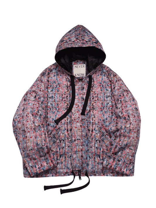 Trompe L'oeil Lilac Tweed Oversized Hooded Jacket