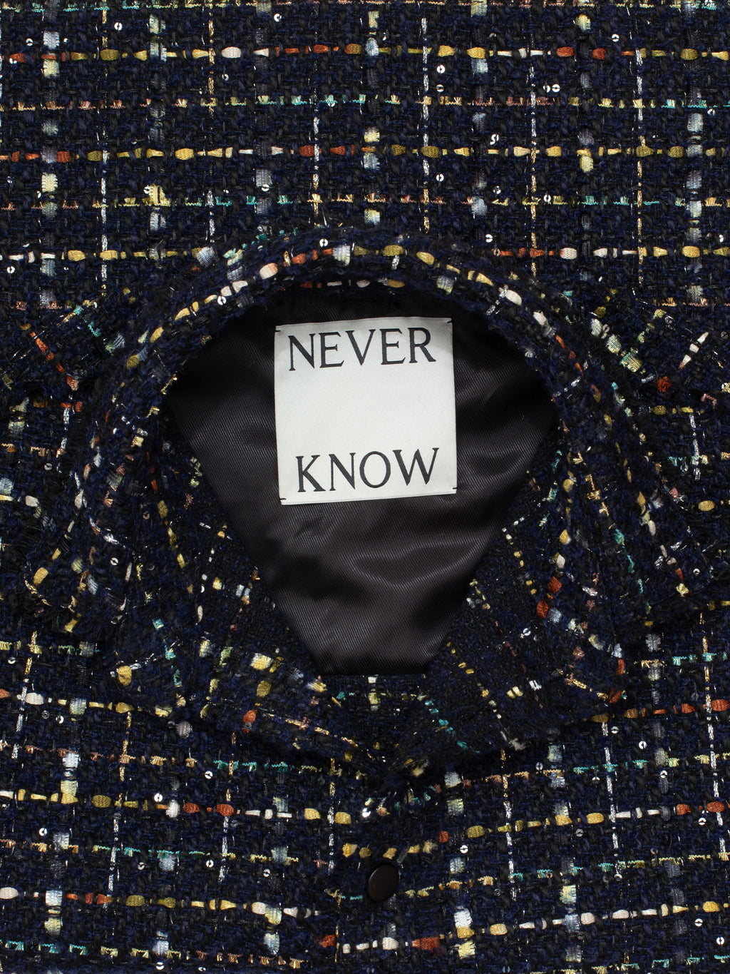 Sparkly Dark Navy Oversized Raw Cut Tweed Shirt