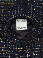 Sparkly Dark Navy Oversized Raw Cut Tweed Shirt