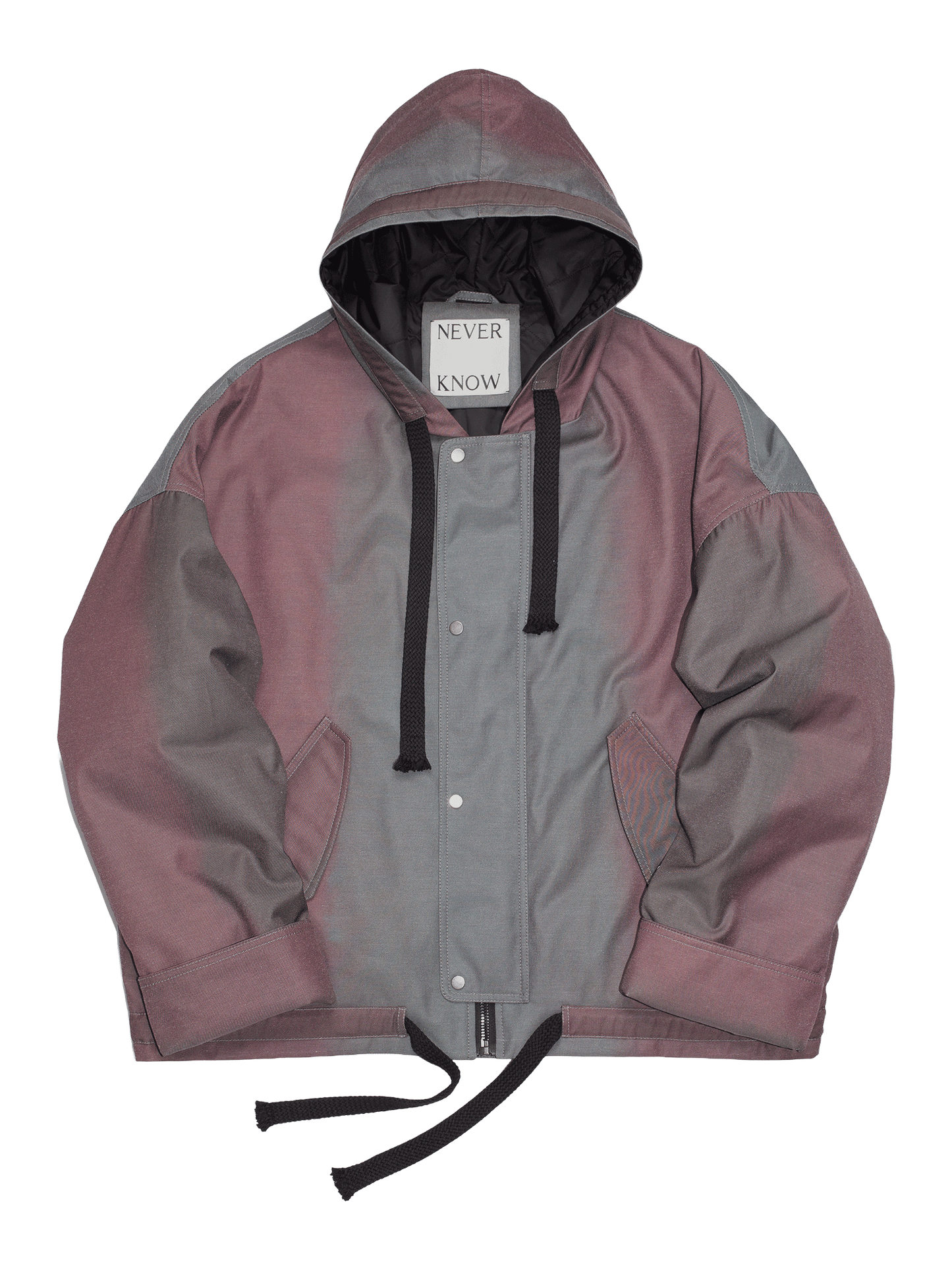 Brown and Green Abstract Oversized Hooded Jacket