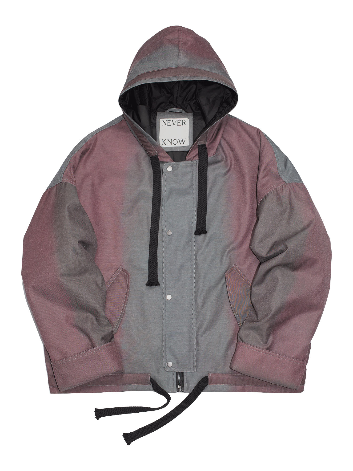 Brown and Green Abstract Oversized Hooded Jacket