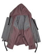 Brown and Green Abstract Oversized Hooded Jacket