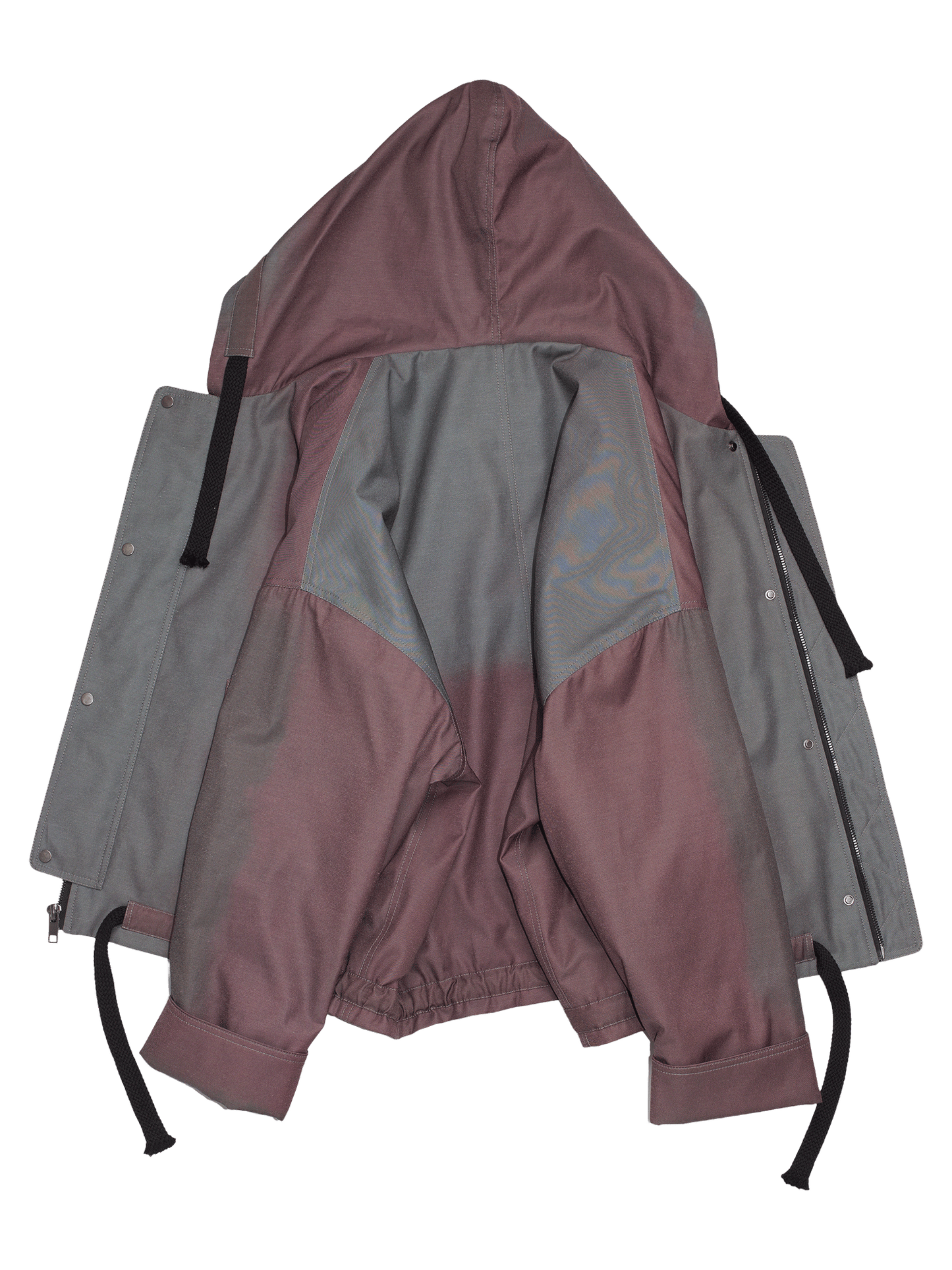 Brown and Green Abstract Oversized Hooded Jacket