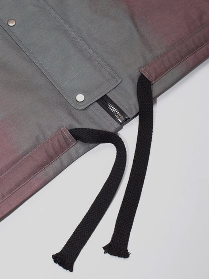 Brown and Green Abstract Oversized Hooded Jacket