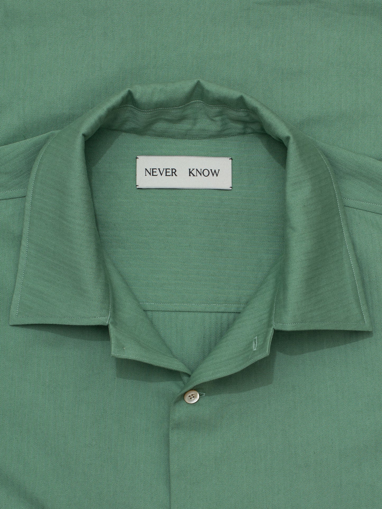 Milky Green Herringbone Short Sleeve Summer Shirt