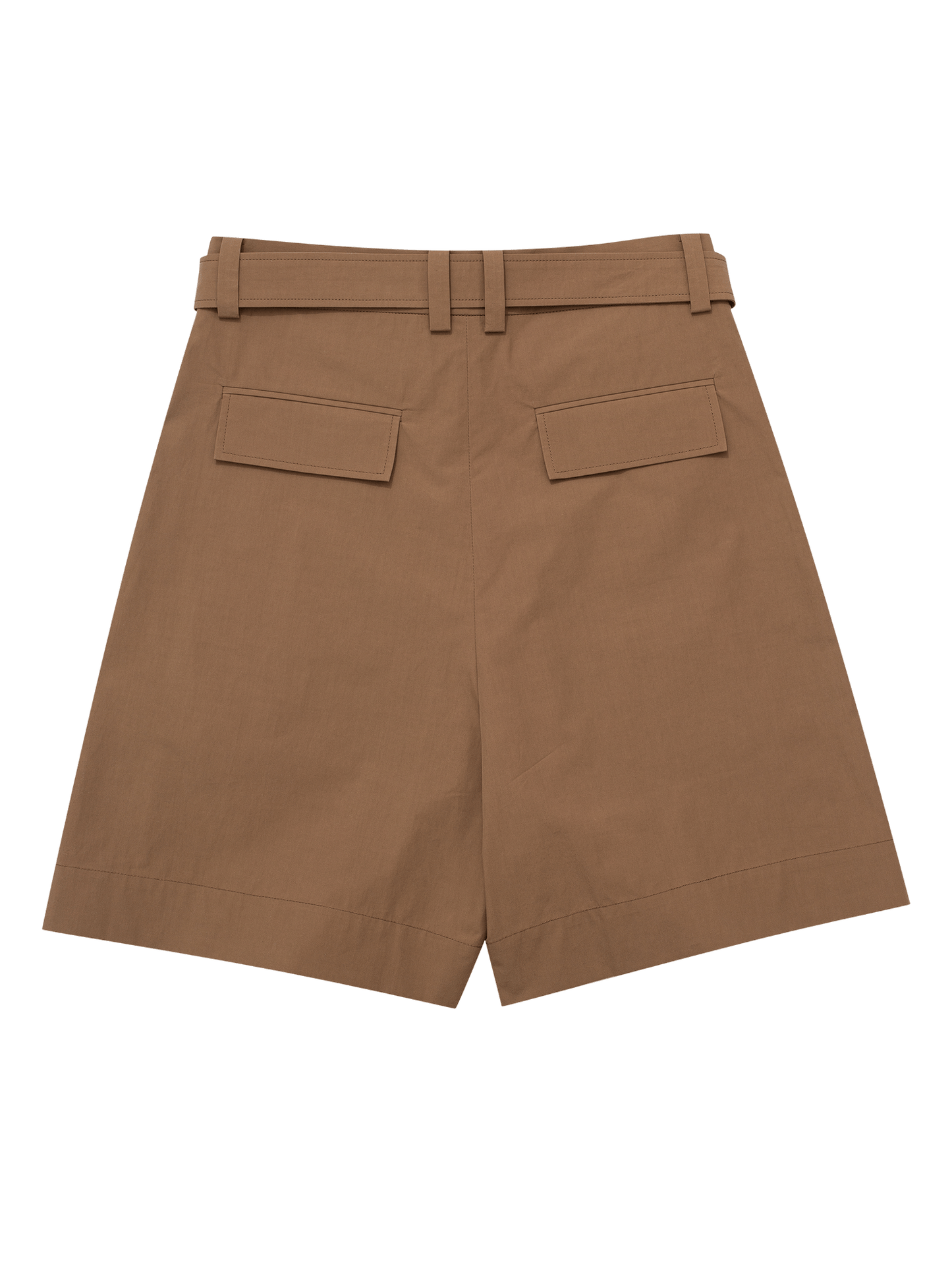 Caramel Belted Pleated Shorts