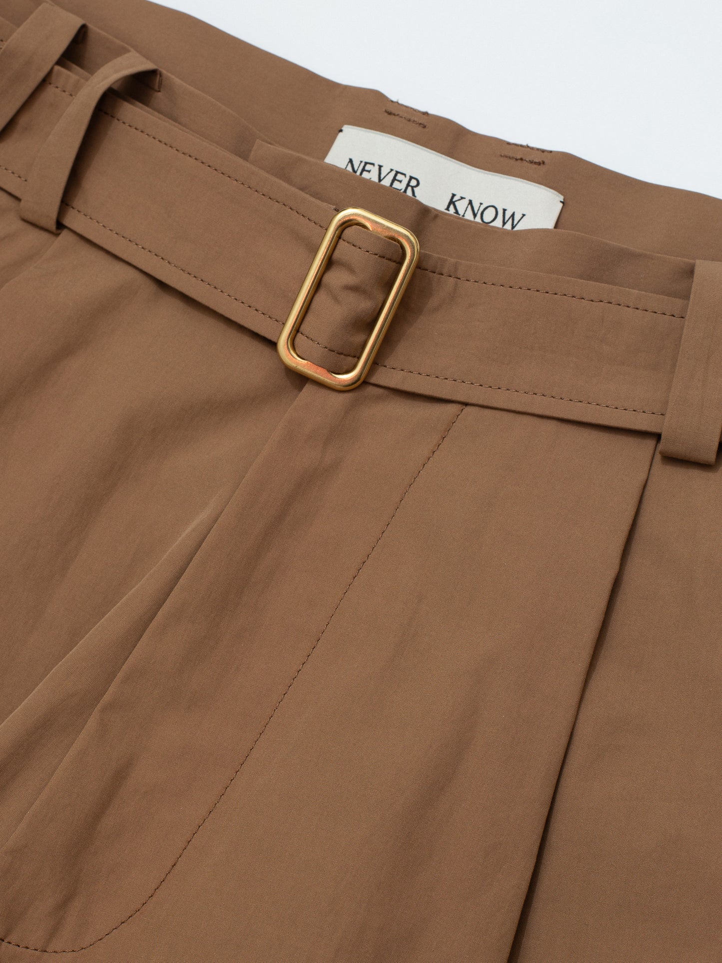 Caramel Belted Pleated Shorts