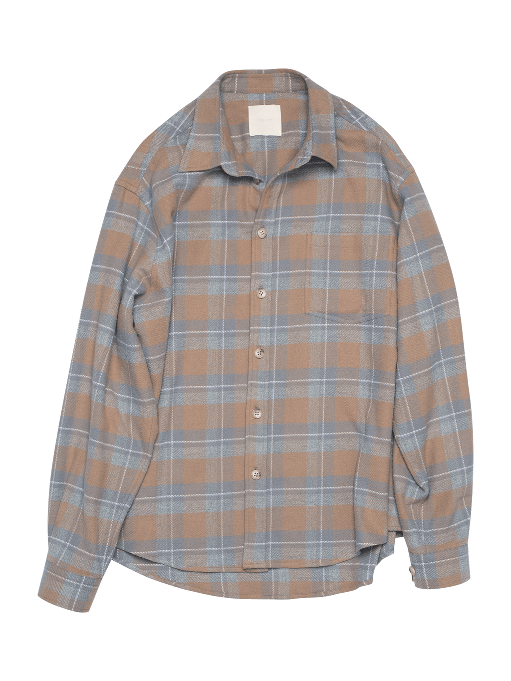 Tan & Slate Grey Plaid Flannel Shirt