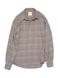 Tan & Slate Grey Plaid Flannel Shirt