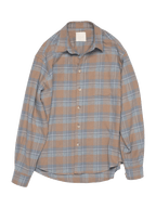 Tan & Slate Grey Plaid Flannel Shirt