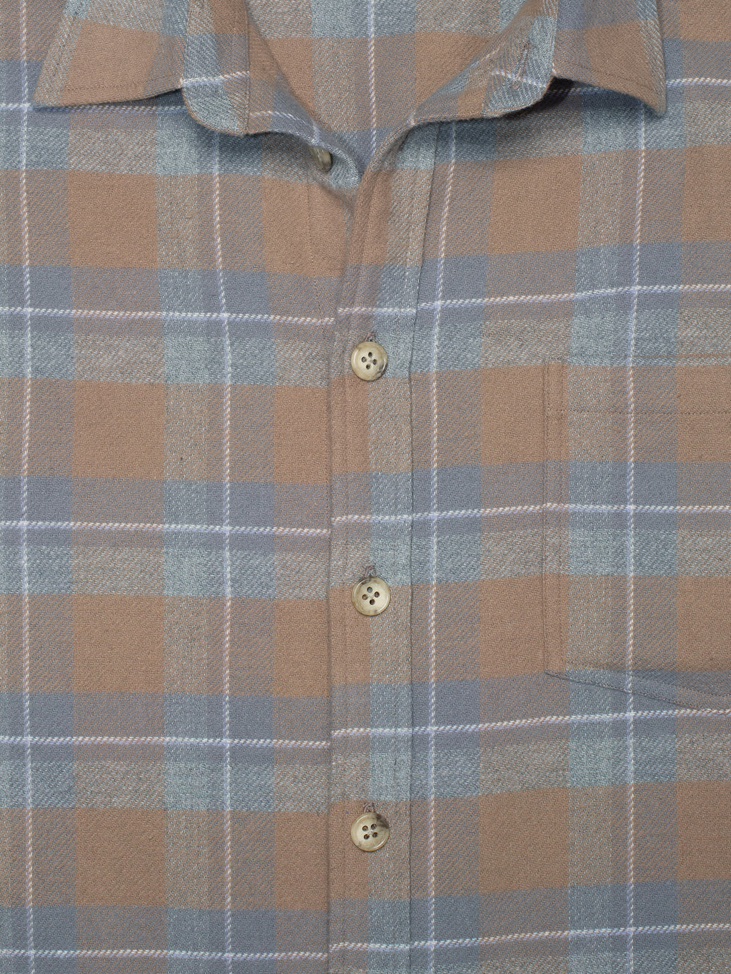 Tan & Slate Grey Plaid Flannel Shirt