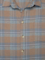 Tan & Slate Grey Plaid Flannel Shirt
