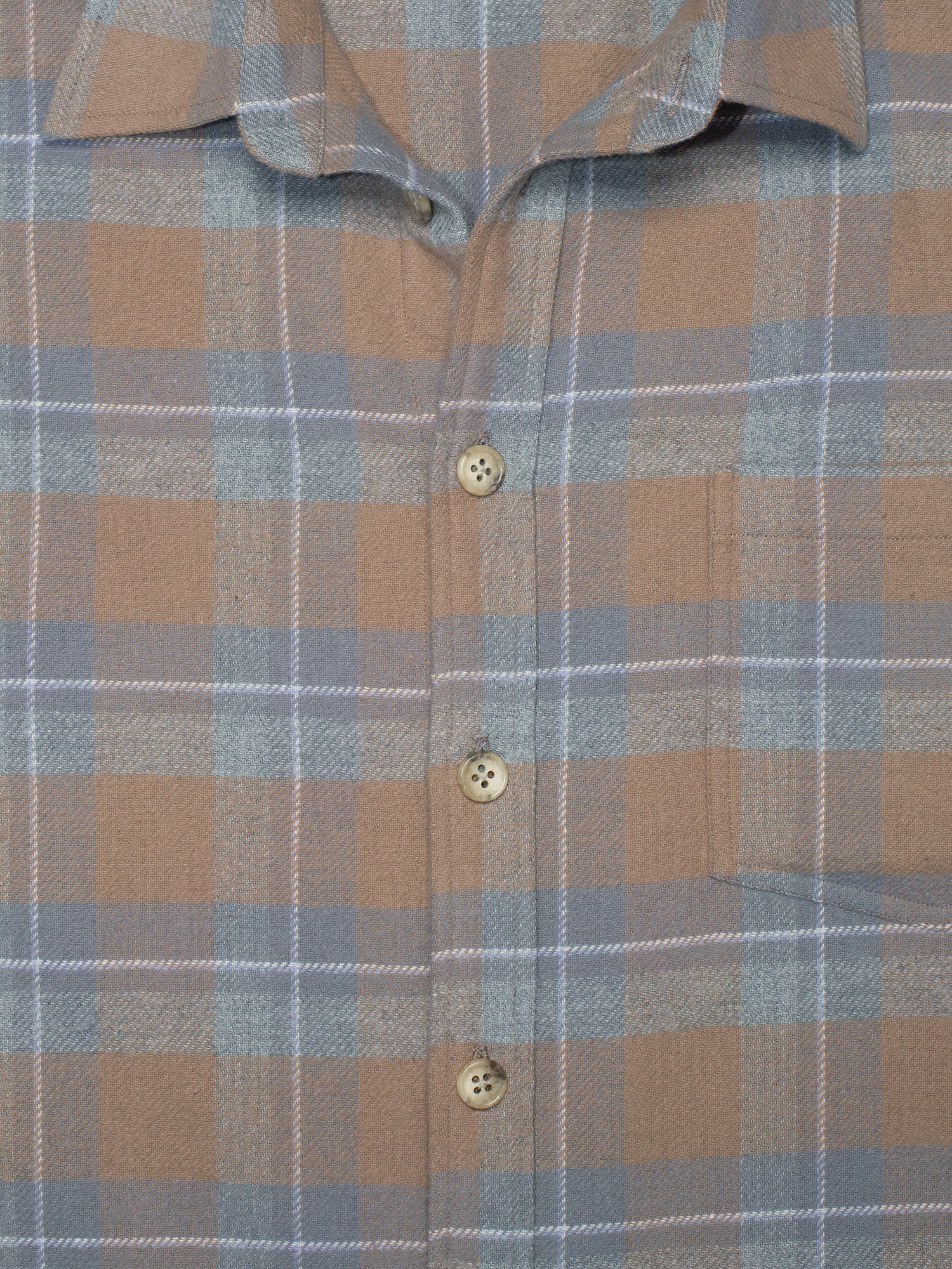 Tan & Slate Grey Plaid Flannel Shirt