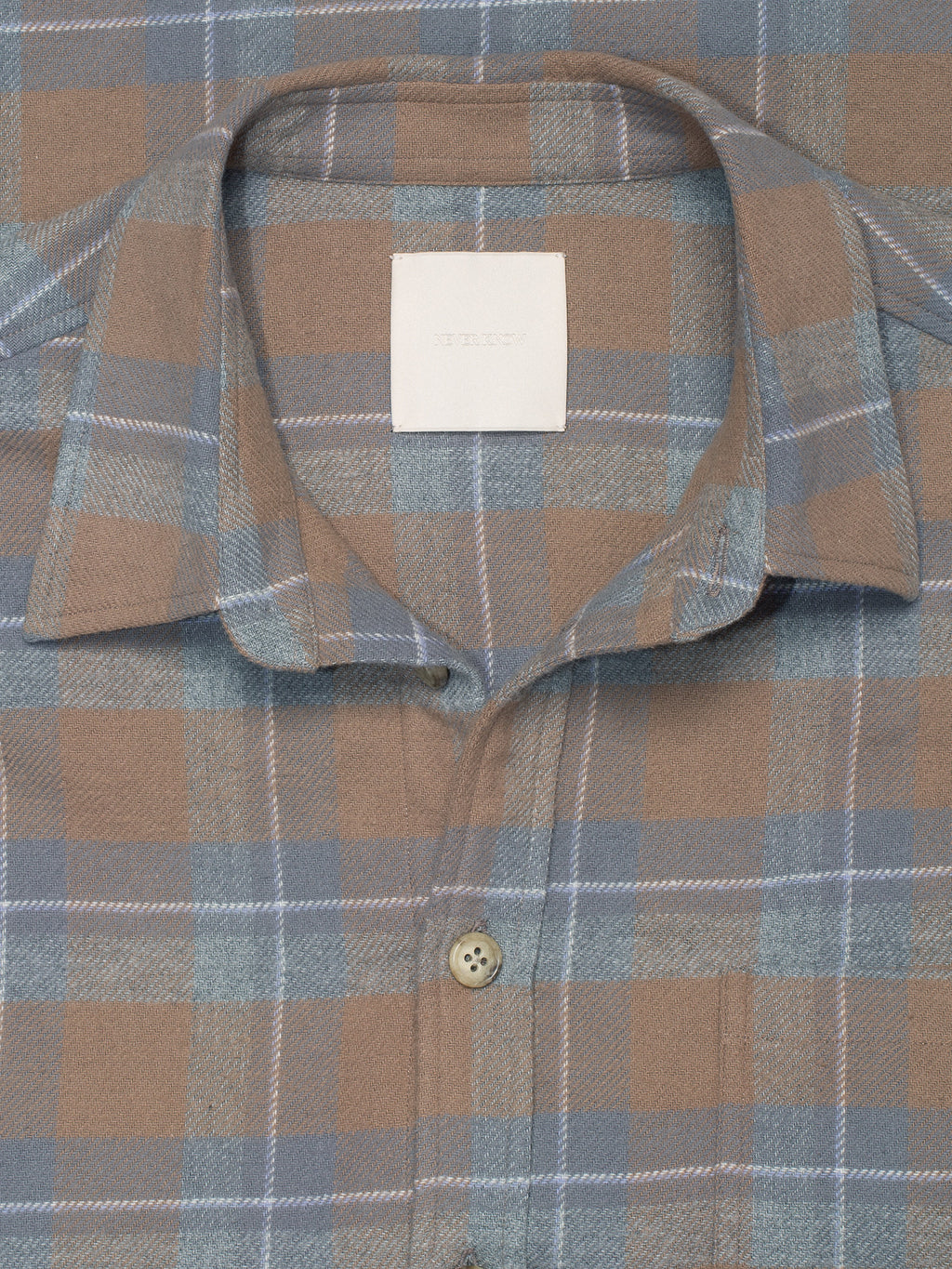 Tan & Slate Grey Plaid Flannel Shirt