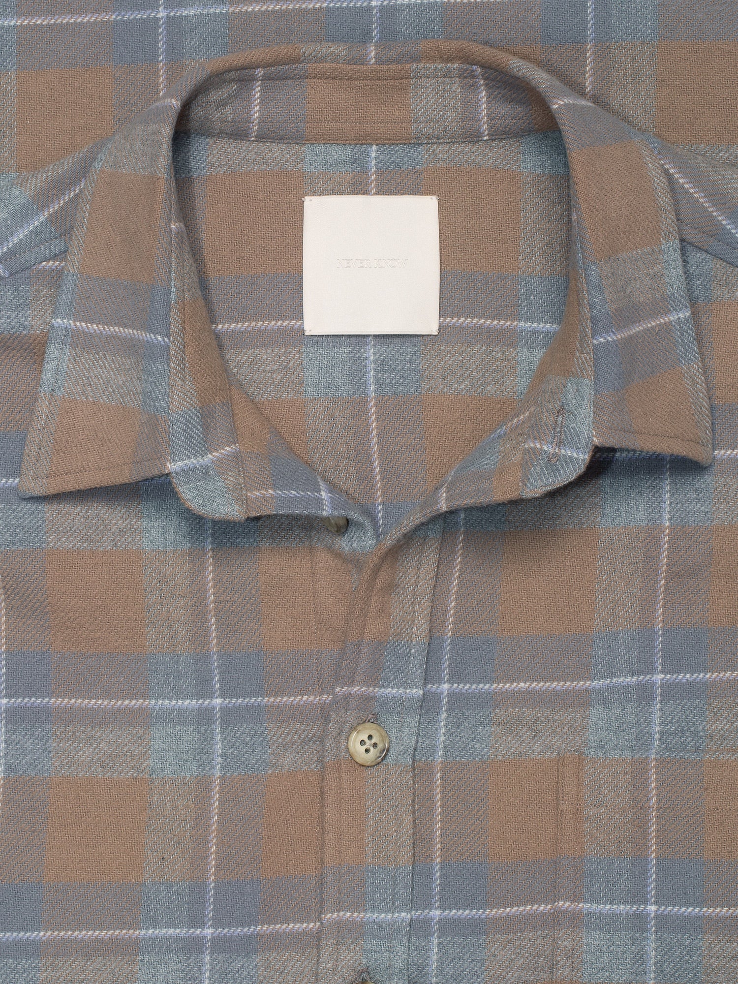 Tan & Slate Grey Plaid Flannel Shirt