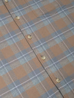 Tan & Slate Grey Plaid Flannel Shirt