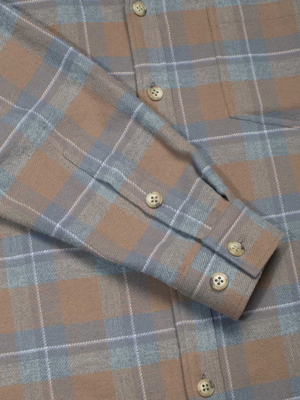 Tan & Slate Grey Plaid Flannel Shirt