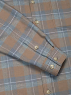 Tan & Slate Grey Plaid Flannel Shirt