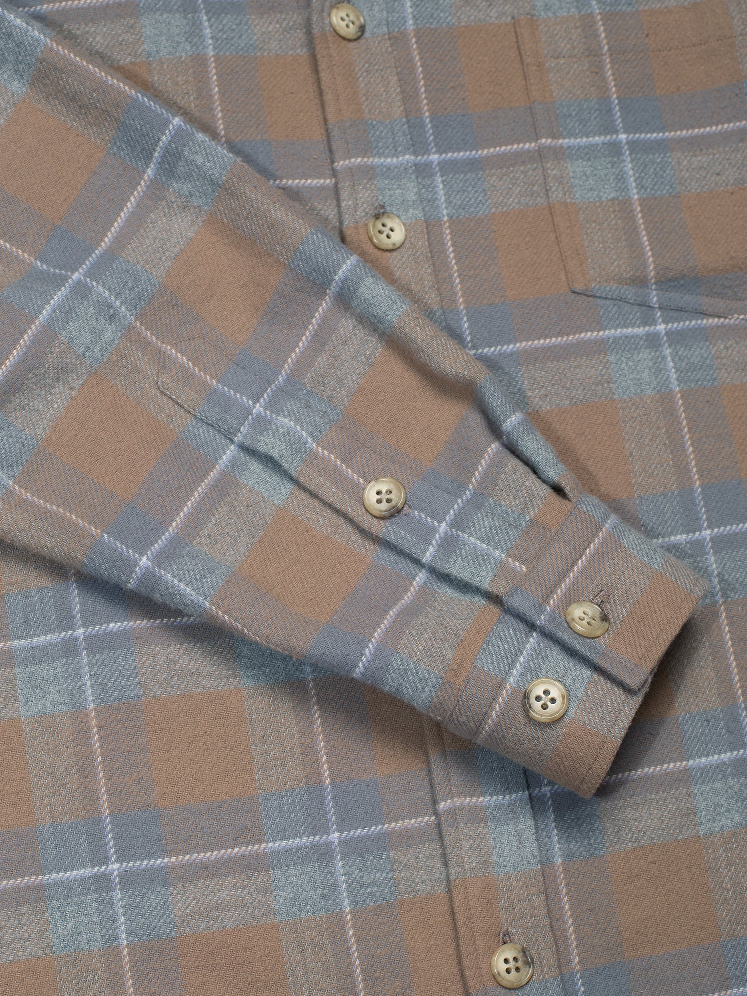 Tan & Slate Grey Plaid Flannel Shirt