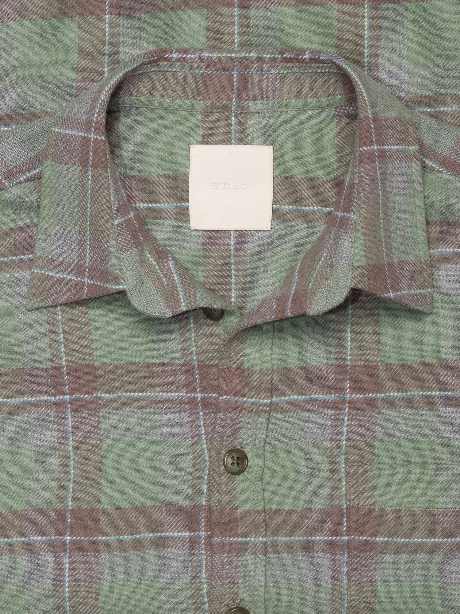 Mint Green & Taupe Plaid Flannel Shirt