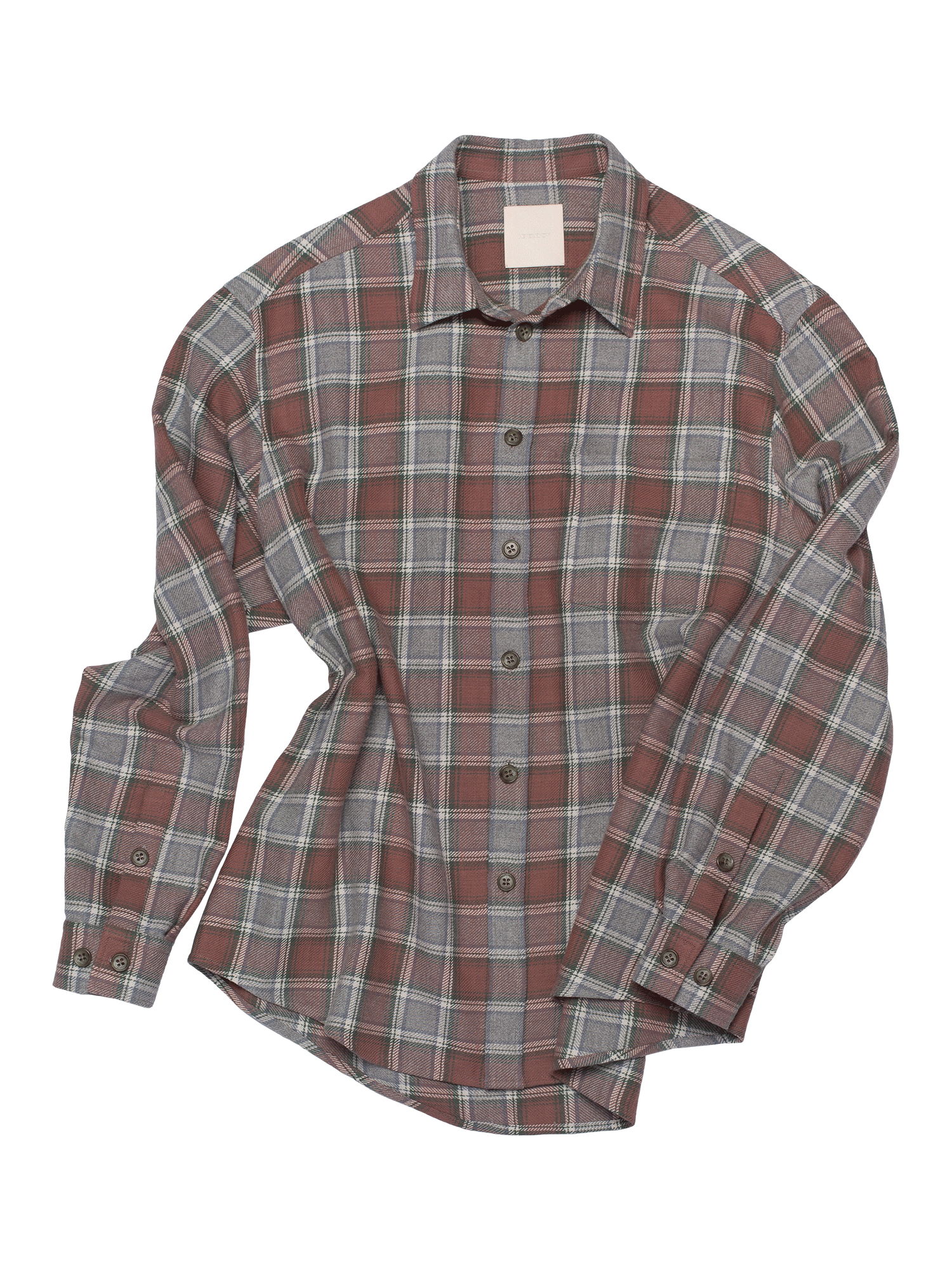 Brick & Grey Plaid Flannel Shirt