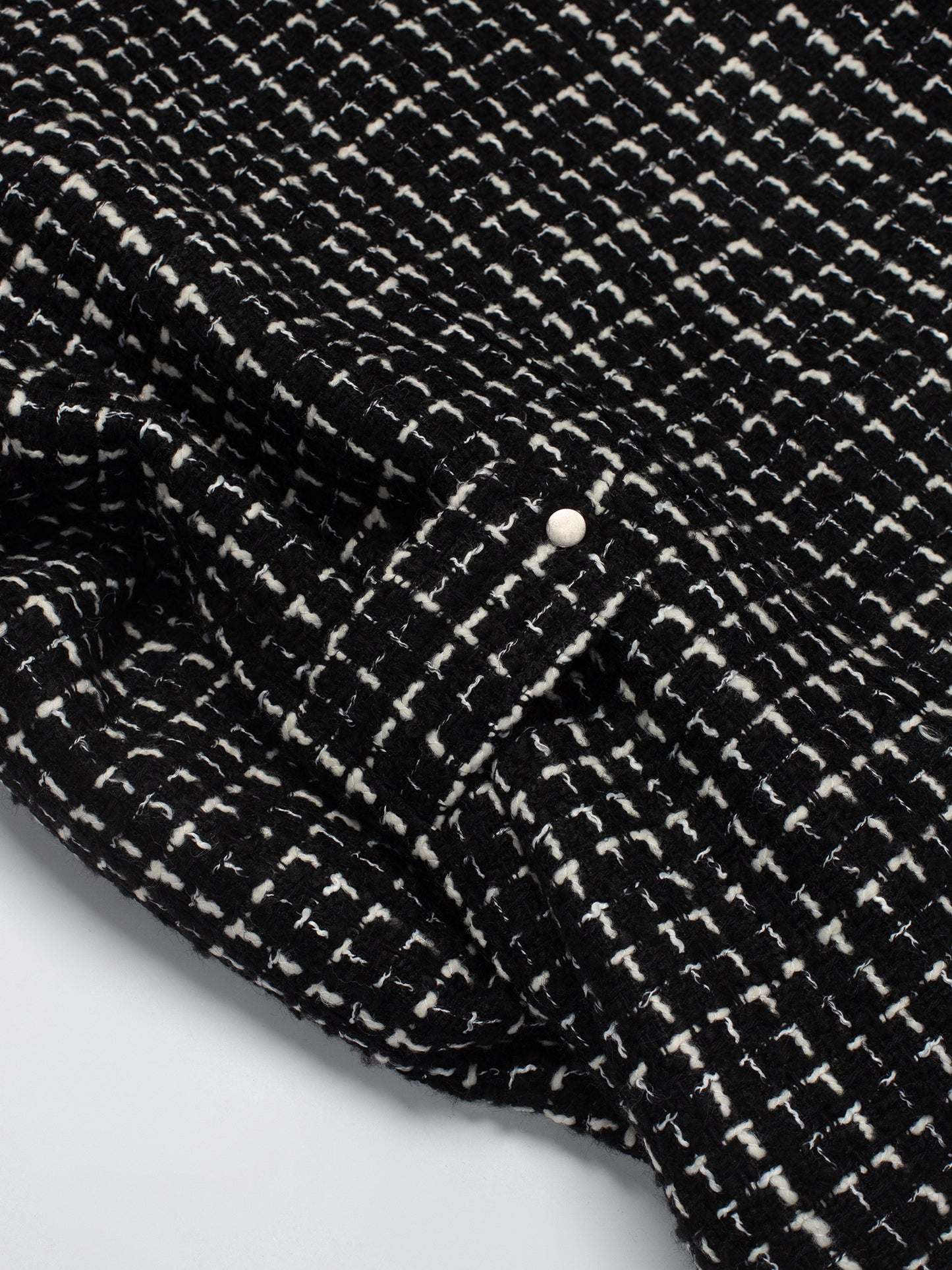 Black & White Tweed Oversized Shirt Jacket with Faux Fur