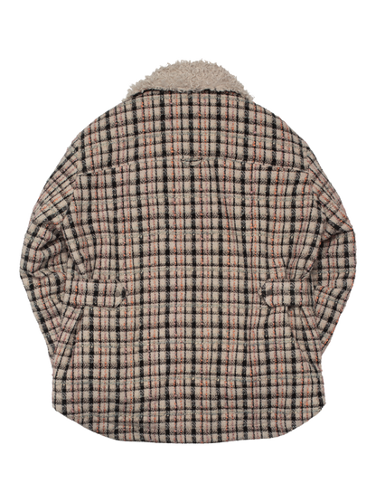 エメラルドツイード＆フェイクファーオーバーサイズシャツジャケット