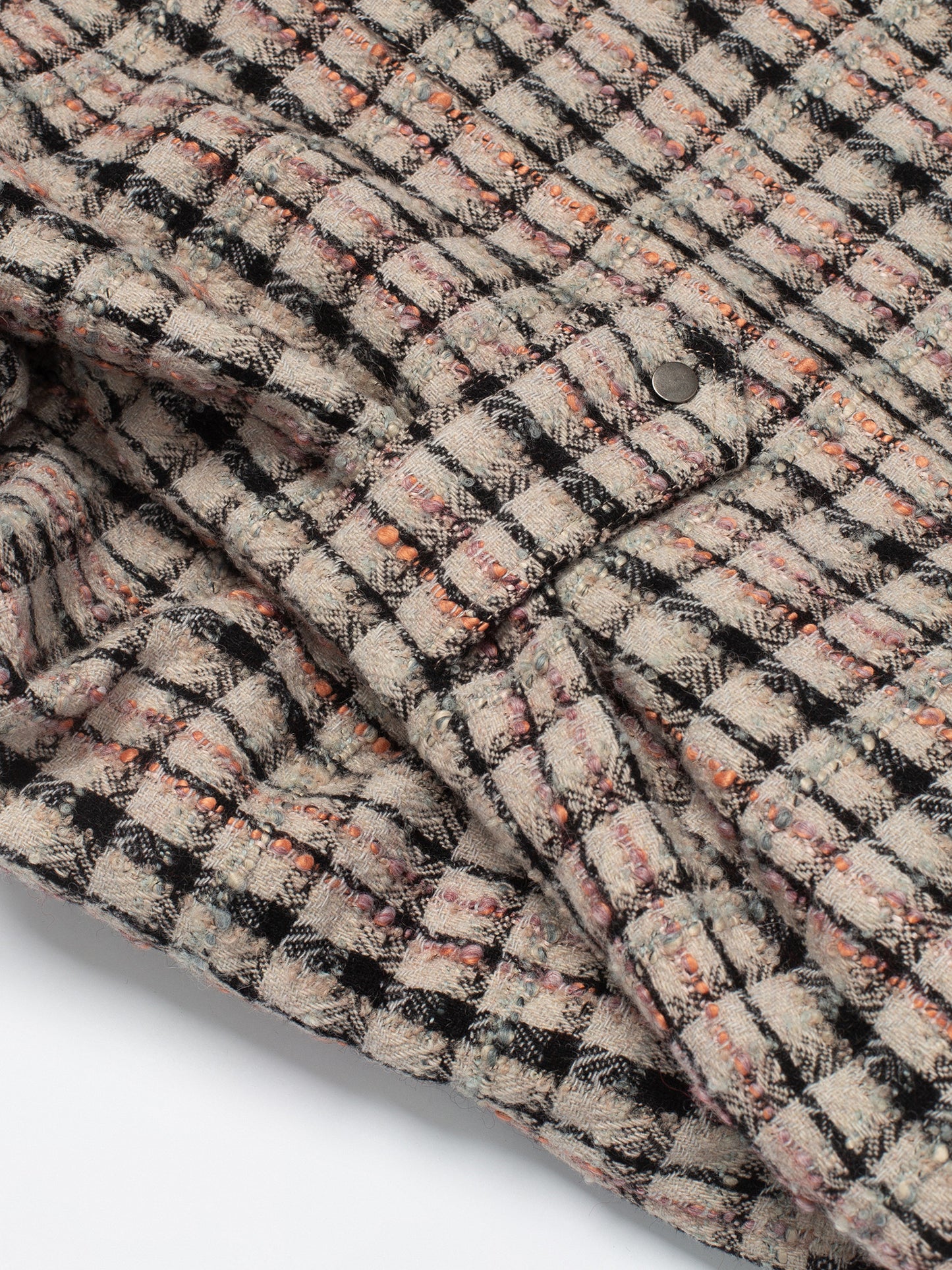 エメラルドツイード＆フェイクファーオーバーサイズシャツジャケット