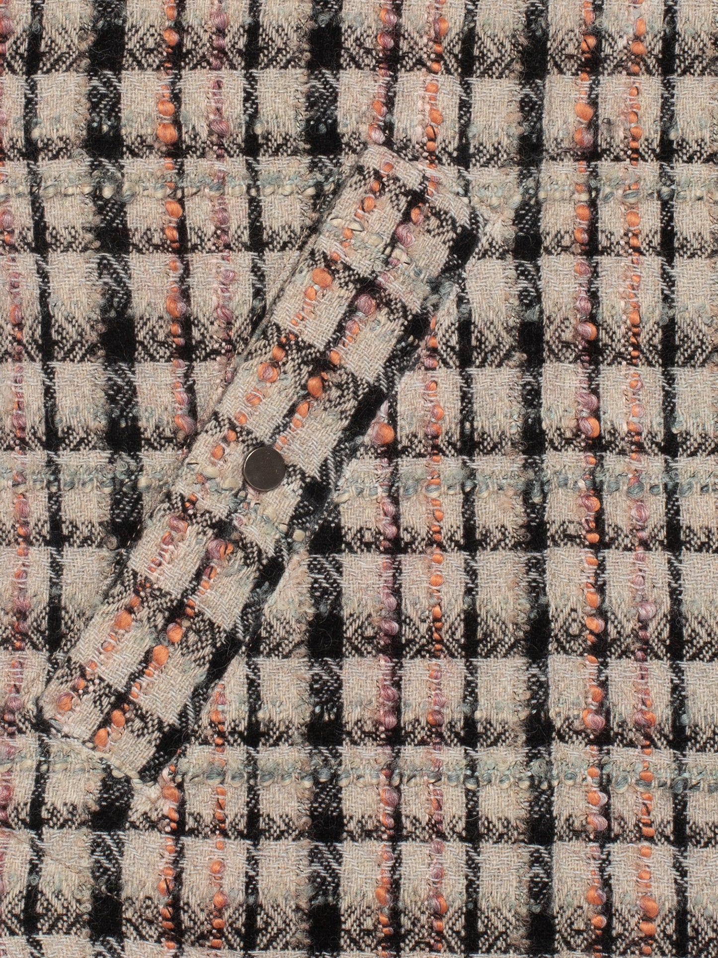 エメラルドツイード＆フェイクファーオーバーサイズシャツジャケット