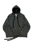 Black panther print oversized hooded jacket with quilted lining and insulation.