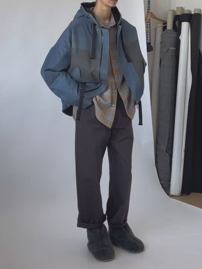 Blue Abstract Oversized Hooded Jacket