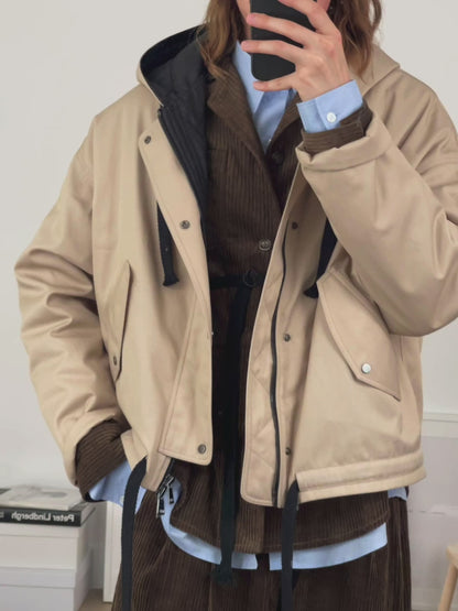 Sand Oversized Hooded Jacket