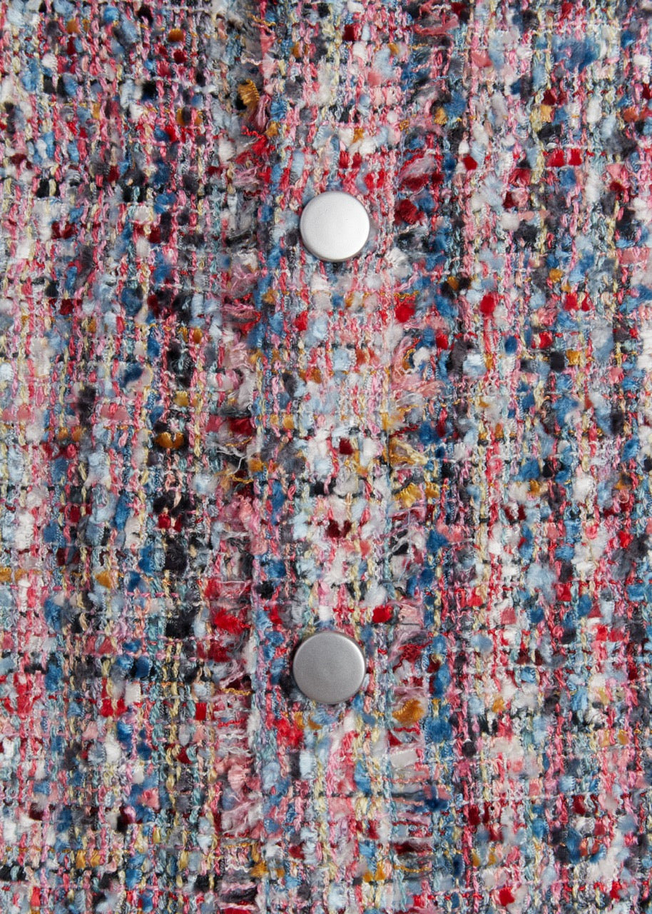 ライラックマルチカラーメランジオーバーサイズローカットツイードシャツ