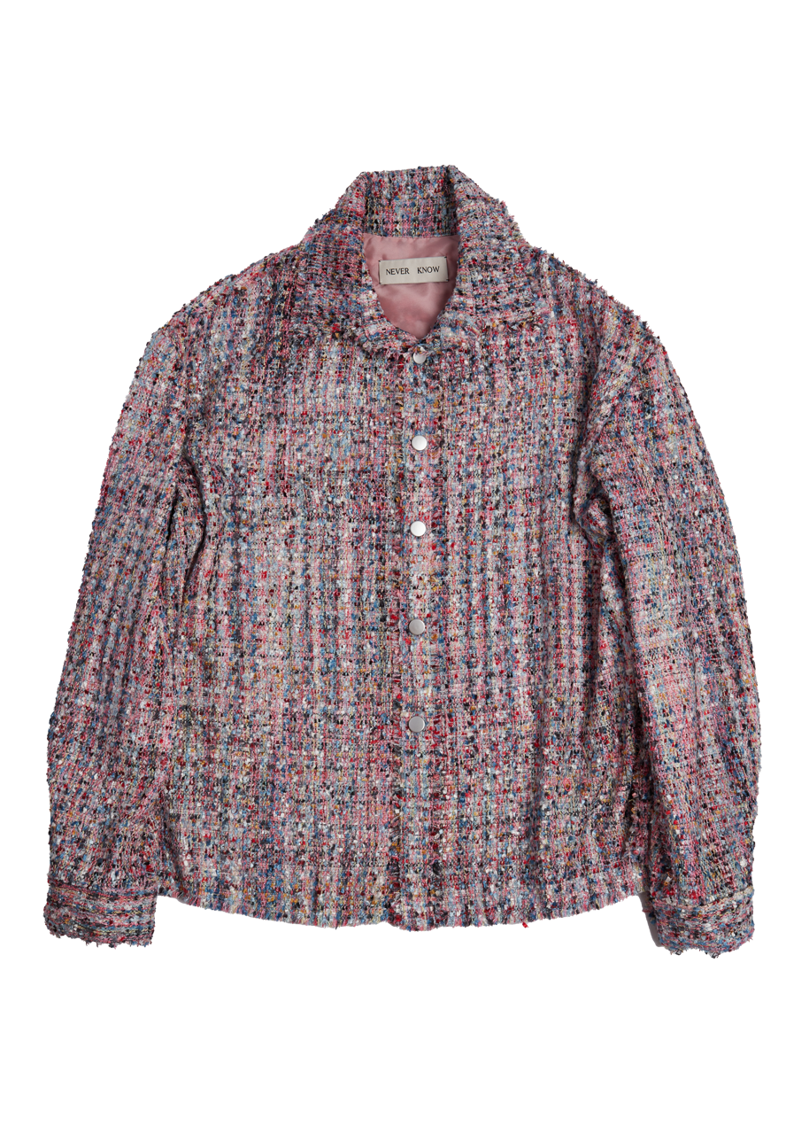 ライラックマルチカラーメランジオーバーサイズローカットツイードシャツ