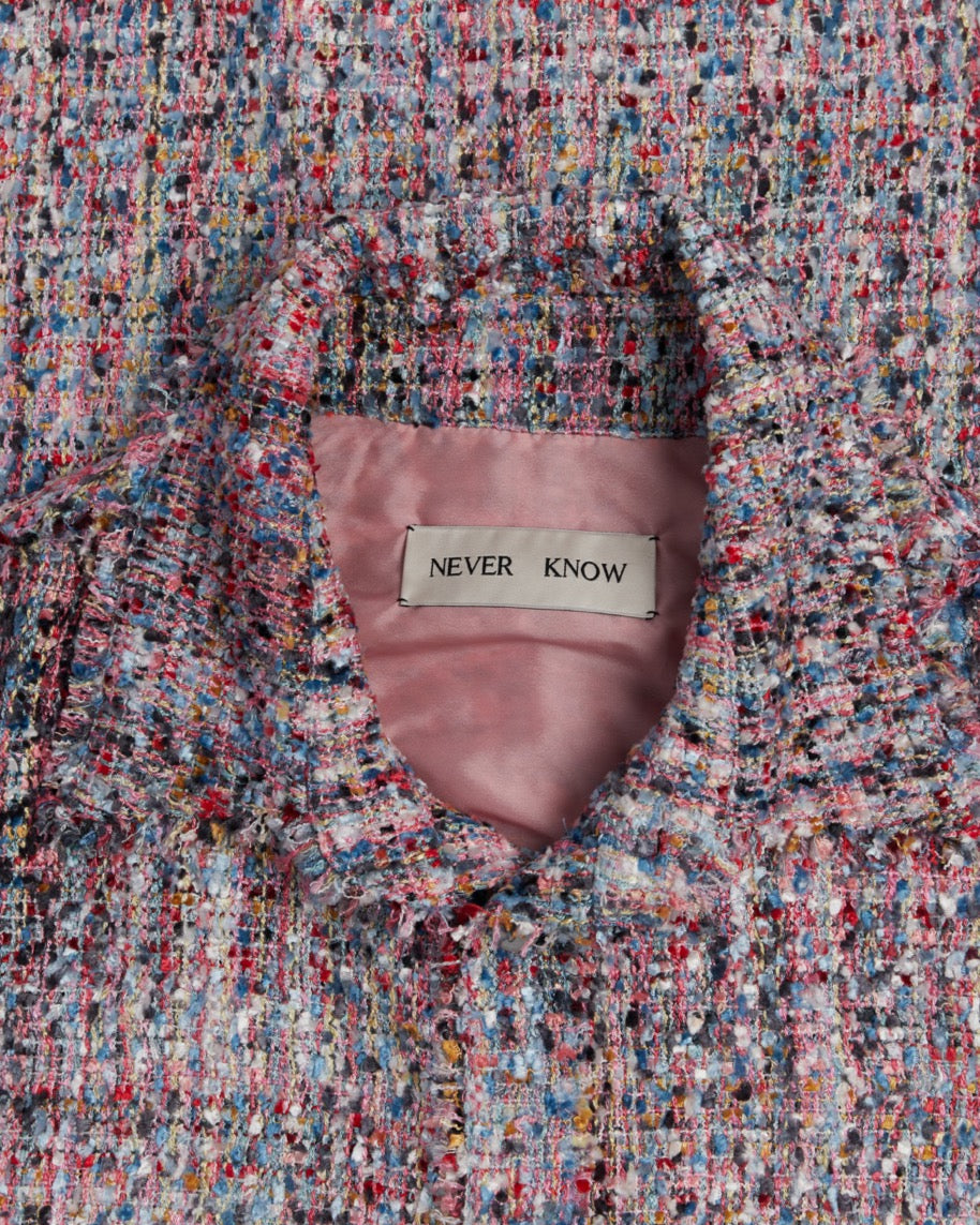 ライラックマルチカラーメランジオーバーサイズローカットツイードシャツ